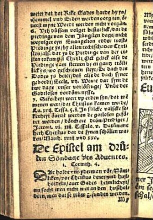 De Epistel am drüden Söndage des Aduentes. 1. Corinth. 4. [Euangelion am drüdden Söndage des Aduentes. Matth. xj.]