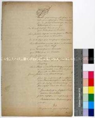 Statut der Gewerkschaft der Gräflich Einsiedelschen Eisenhütten mit einer Auflistung der Teilhaber und ihrer Anteile (Kopie)