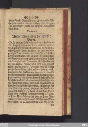 Anmerckung über die fünffte Probe.