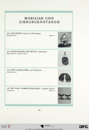 Mobiliar und Ziergegenstände (Nr. 294-337)
