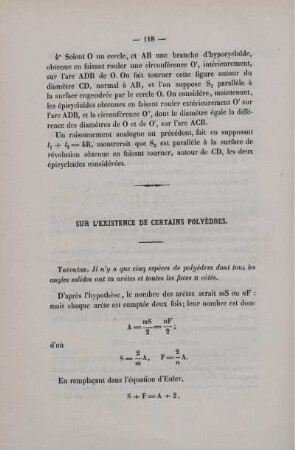 Sur l´existence de certains polyèdres.