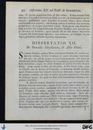 XII. De Oraculis Sibyllarum, et Actis Pilati.