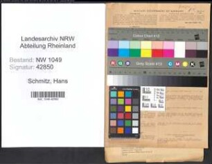 Entnazifizierung Hans Schmitz , geb. 17.05.1893 (Prokurist)