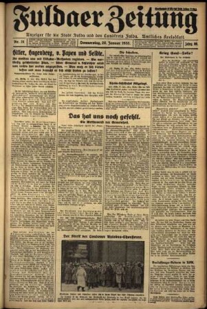 Erste Ausgabe vom Donnerstag, den 26. Januar 1933.