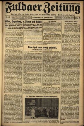 Erste Ausgabe vom Donnerstag, den 26. Januar 1933.