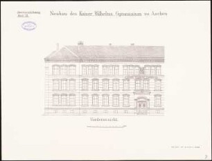 Kaiser-Wilhelm-Gymnasium, Aachen: Aufriss Vorderansicht 1:100