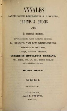 Annales Canonicorum Regularium S. Augustini, Ordinis S. Crucis, 3