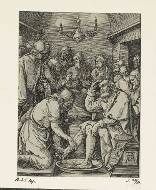 Fußwaschung, aus: Carl August Deis, "Albrecht Dürers Kleine Passion getreu in Holz nachgeschnitten", Eichstätt 1868