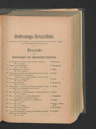 Vorlesungs-Verzeichnis.