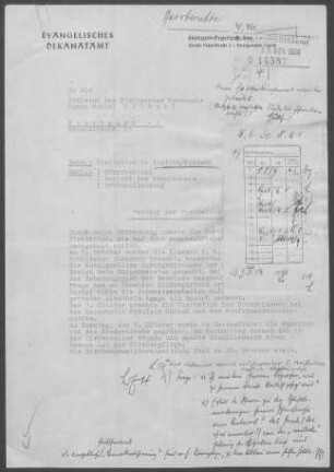 Stetten/Fildern: Visitationsberichte mit Pfarrbericht 1960