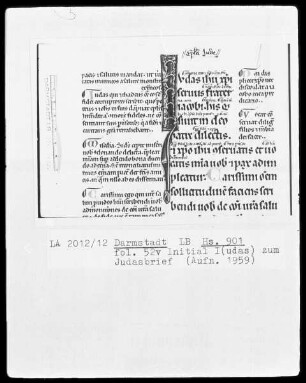 Epistulae canonicae et actus apostolorum cum glossia ordinaria — Initiale I(udas), Folio 52verso