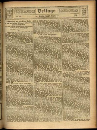 Zweite Ausgabe vom Sonntag, den 29. August 1920.