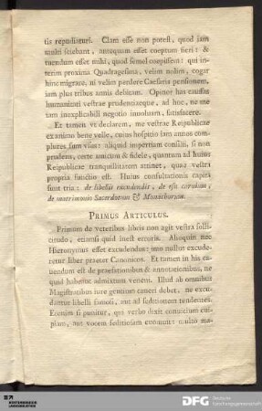 Primus Articulus.