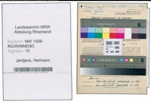 Entnazifizierung Hermann Jentjens , geb. 11.04.1909 (Landwirt)