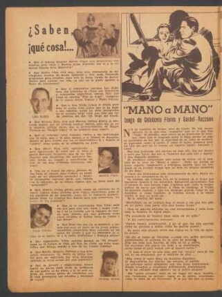 "Mano a mano", tango de Celedonio Flores y Gardel - Razzano : Glosando la canción popular