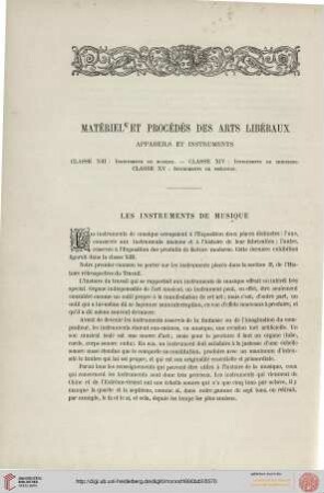 Matériel et procédés des arts libéraux. Appareils et instruments