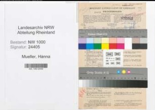 Entnazifizierung Hanna Mueller, geb. 10.09.1922 (Verw.Angest.)