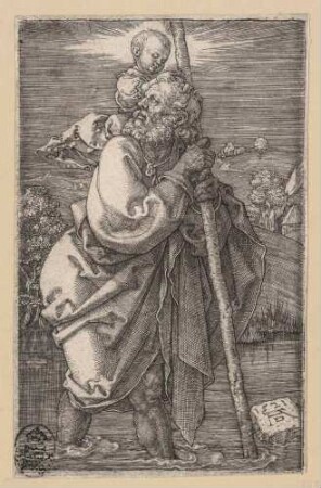 Der heilige Christophorus mit zurückgewandtem Kopfe