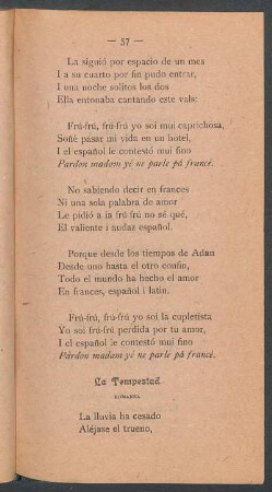 La Tempestad : Romanza