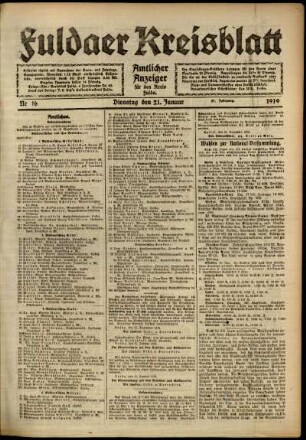 Ausgabe vom Dienstag, den 21. Januar 1919.