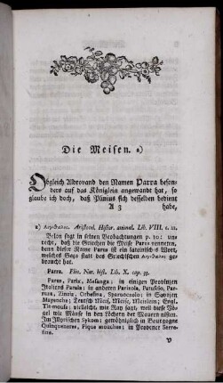 Die Meisen. [Abb. siehe Paginierung]
