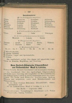 Neue Deutsch-Böhmische elbeschiffahrt und Rothenbücher Maaß & Lüdicke, Berliner Verkehr, Betriebs-Gesellschaft mit beschränkter Haftung.