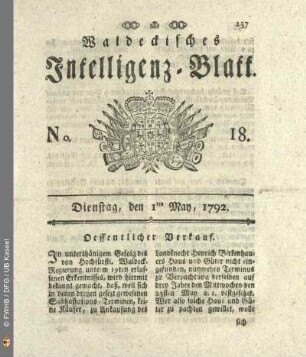 No. 18. Dienstag, den 1ten May, 1792