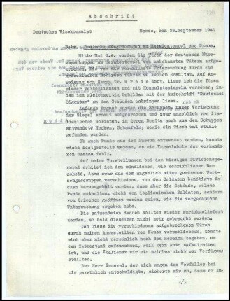 Dt. Vizekonsulat Samos an Bevollmächtigten des Reichs für Griechenland