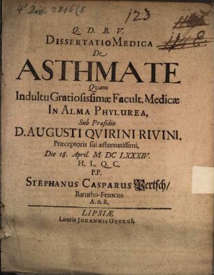 Dissertatio Medica De Asthmate
