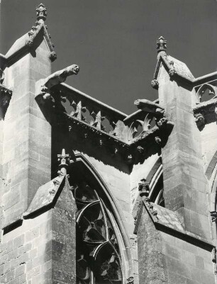 Carcasonne im Süden Frankreichs, Wasserspeier am Chor der ehemaligen Kathedrale