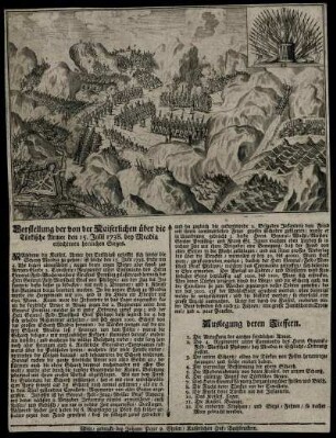 Vorstellung der von der Kaiserlichen über die Türkische Armee den 15. Julii 1738. bey Meadia erfochtenen herrlichen Sieges