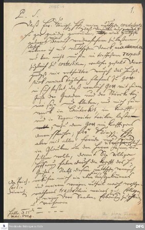 Brief von August Hermann Francke an Carl Prinz von Dänemark und Norwegen.