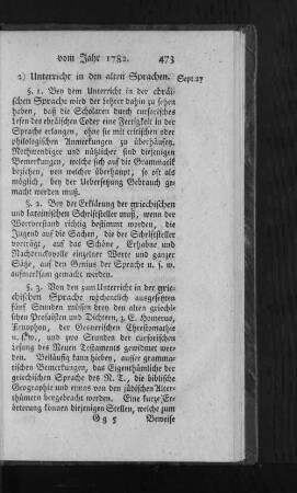 2) Unterricht in den alten Sprachen.