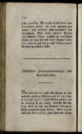 Weibliches Zeugungsvermögen und Unfruchtbarkeit.