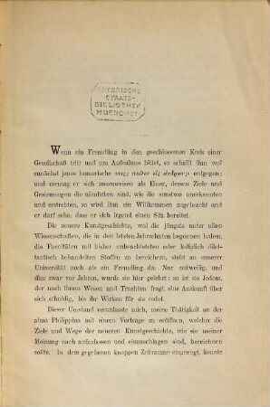 Die Ziele und Wege der neueren Kunstwissenschaft