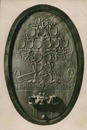 Faßboden mit Stammbaum, 1834. Aufgeführt: Karl Wex, Frankenstein