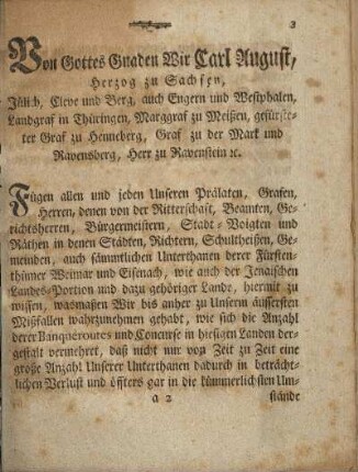 Von Gottes Gnaden Wir Carl August, Herzog zu Sachsen, ...