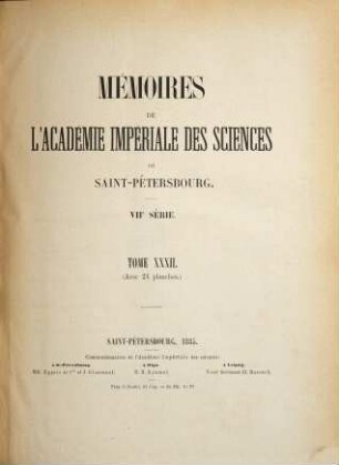 Mémoires de l'Académie Impériale des Sciences de St. Pétersbourg, 7. Ser., 32. 1885