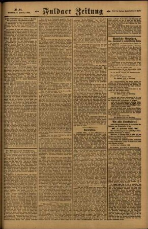 Zweite Ausgabe vom Mittwoch, den 11. Februar 1920.
