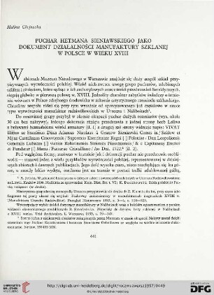 2: Puchar hetmana Sieniawskiego jako dokument działalności manufaktury szklanej w Polsce w wieku XVIII