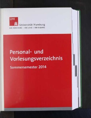 SS 2014: Personal- und Vorlesungsverzeichnis // Hamburgische Universität