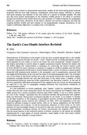 The earth's core-mantle interface revisited