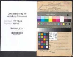 Entnazifizierung Kurt Niessen , geb. 29.09.1921 (Englischlehrer)