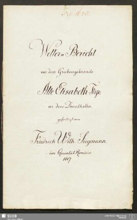 Wetter-Bericht von dem Grubengebaeude Alte Elisabeth Fdgr. vor dem Donathsthor - 18.6318 4.