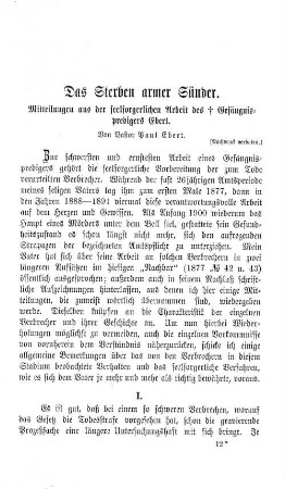 Das Steben armer Sünder. : Mitteilungen aus der seelsorgerlischen Arbeit des Gefängispredigers Ebert.