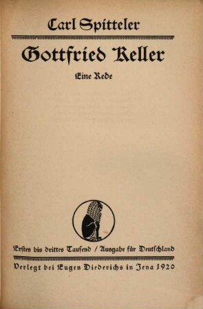 Gottfried Keller : eine Rede