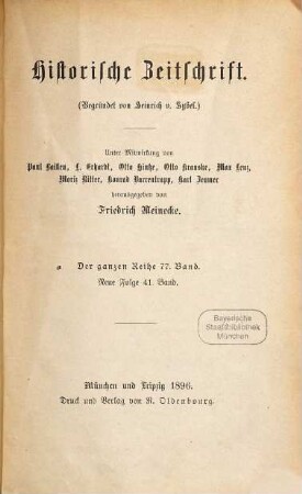 Historische Zeitschrift : HZ. 77. 1896