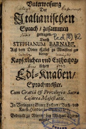 Unterweisung der italianischen Sprach
