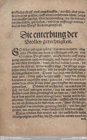 Die enterbung der Stollen gerechtigkeit.