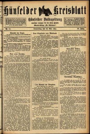 Ausgabe vom Donnerstag, den 22. Mai 1924.